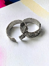German Silver Burfi Design Adjustable Pair of Toe Ring for Women and Girls