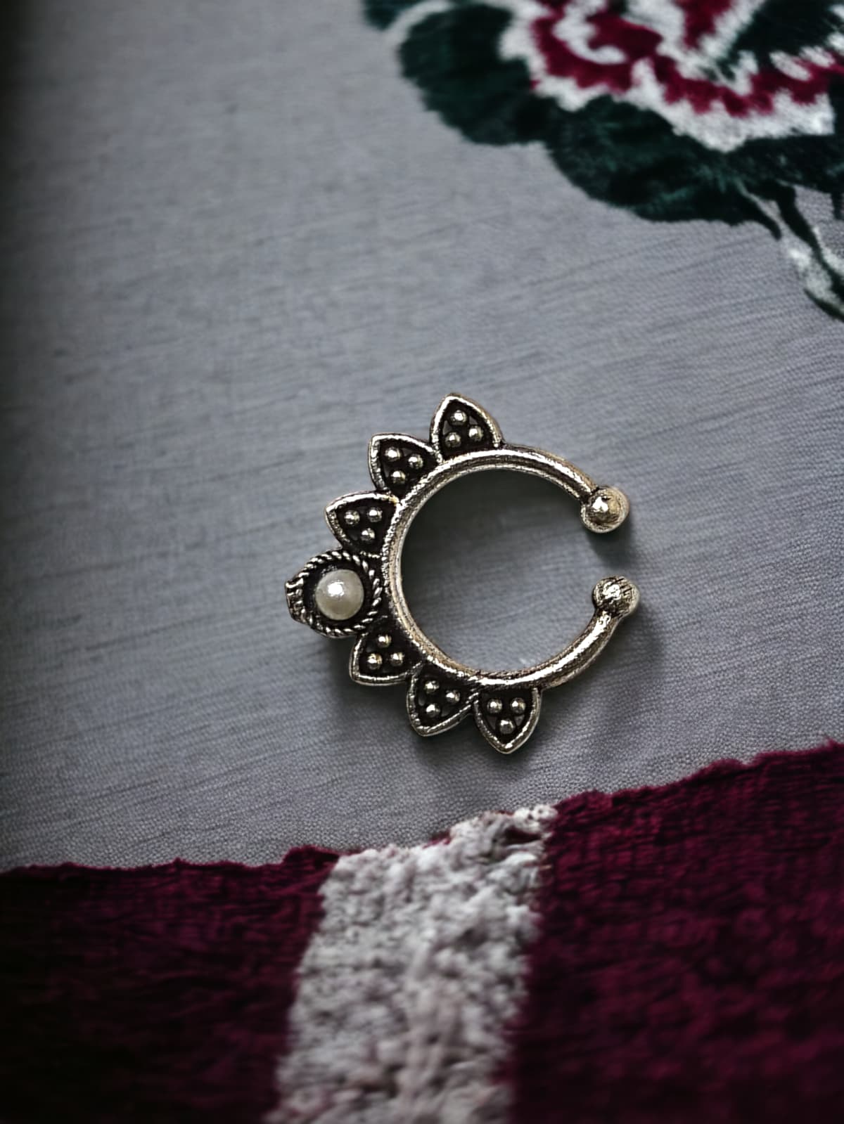 German Silver Brass Base Septum Nose Pin for Women and Girls