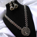 Silver Look Alike Oxidised Necklace Set