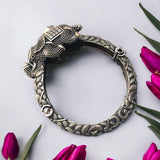 Silver Replica Brass Bangle With Antique Polish Elephant Screw Closure Kada/ Bangle/ Bracelet