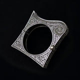 Silver Lookalike Brass Base Quirky Curved Square Kada